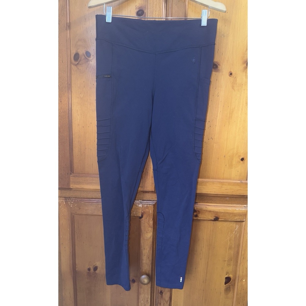 Smartwool Women's L Merino Sport Moto Tight Pants Leggings Blue Yoga Running